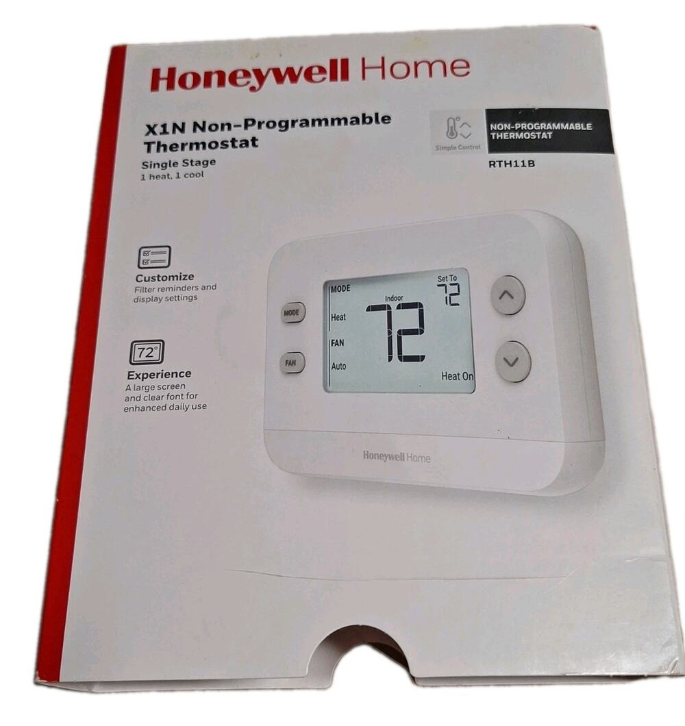 Honeywell Home X1N Thermostat Non‑Programmable Single‑Stage 1‑Heat/1‑Cool New